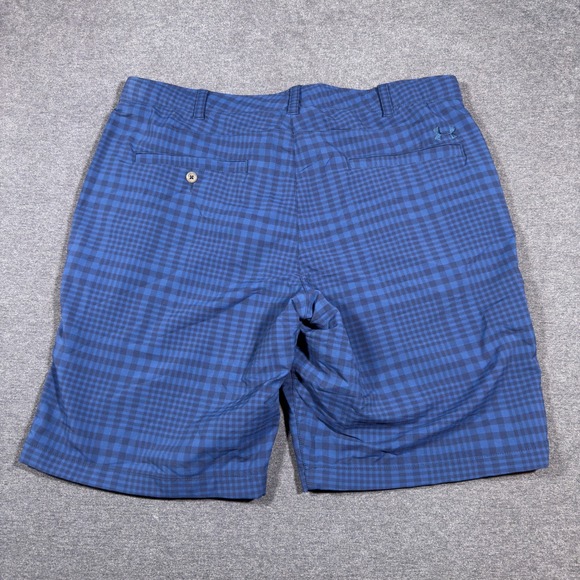 Under Armour Golf Shorts Men 38 Blue Plaid Check Performance Flat Front Stretch - Picture 4 of 7